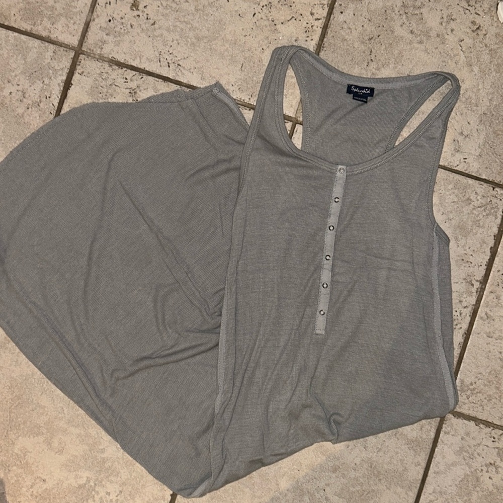 Splendid Ribbed Tank Dress in Grey (S)